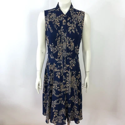Nanette Lepore A-Line Women's 4 Knee Length Pleated Dress Blue Floral PLS READ - Image 1 of 4