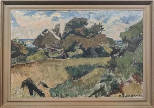 Harald Essendrop (1901-1978): PAESAGGIO VERDE, dipinto ad olio originale - Foto 1 di 8