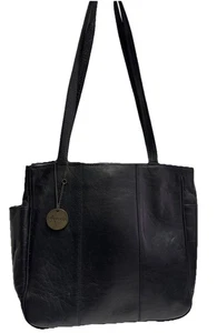 Vintage American Angels Genuine Leather Shoulder Bag Black - Picture 1 of 13