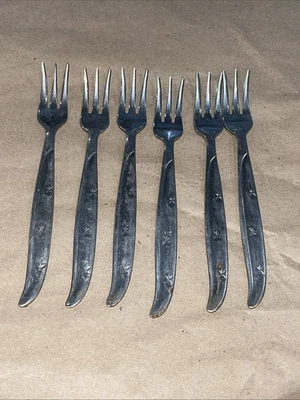 MCM Japan Atomic Starburst Cocktail Seafood Forks 6 pc Set Stainless Steel - Image 1 of 4