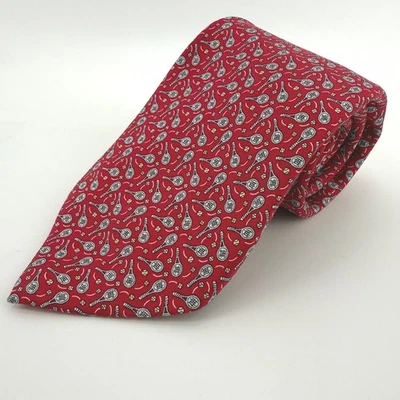 Corbata roja de seda para hombre Vineyard Vines raqueta de tenis hecha a mano en EE. UU. Foto 1 de 4