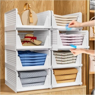 Tidy Foldable Closet Organizer, 4 Pack Stackable Storage Boxes, Storage Baskets - Image 1 of 4