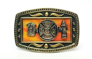 Fibbia per cintura vintage con cornice arancione CII New York FD vigili del fuoco - Foto 1 di 3
