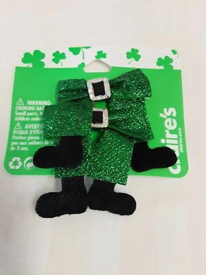 Claire's Niñas Día de San Patricio (2) Botas de duende brillantes Pinzas para el cabello ¡NUEVO CON ETIQUETAS! Foto 1 de 4