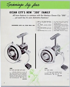 Carretes giratorios Ocean City #300, #310 c1955 folleto publicitario impreso - Imagen 1 de 1