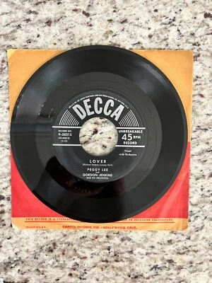 Peggy Lee - Lover/You Go To My Head 45 RPM, Decca Records,1955, UC Foto 1 de 2