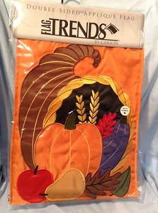 Cornucopia Double Sided Appliqué Flag 13" x 18 " FlagTrends Nylon $16.99 - Picture 1 of 10