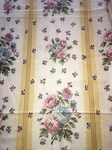 Vintage Blumen gestreifter Stoff 1 Yd + 24" x 37" W MwSt Farbstoffe Aster Streifen Cottagecore - Bild 1 von 3