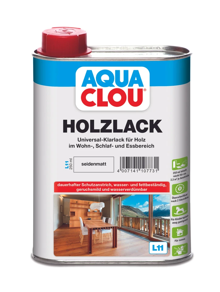 Holzlack aqua sdm. l11 250ml Innen 0,250 l CLOU farblos Lack - Bild 1 von 1