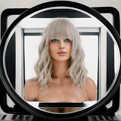 Легкий пепельный грязный светлый парик длинный волнистый термостойкий смесь человеческих волос с челкой - Изображение 1 из 4