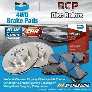Front BCP Disc Rotors Bendix 4WD Brake Pads for Toyota Hilux VZN16 VZN167 VZN17 - Picture 1 of 2