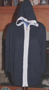 XL neu ohne Etikett Eddie Bauer Damen-Hoodie marineblau Baumwolle 3/4-Ärmel Reißverschluss vorne Noppen - Bild 1 von 6