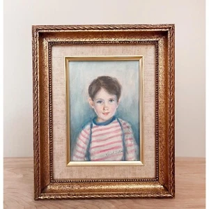 Vintage Original Vera Dutter Signed Oil Painting Portrait of a Young Boy - Picture 1 of 10