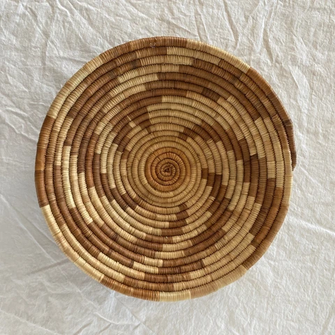 Tanzanian Hand Woven Coiled Two Tone Basket 10.5" Artisan Made Beautiful! Cover