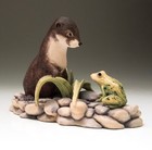 Realistic Figurine Baby Otter & a Frog Border Fine Arts Made in UK Scotland