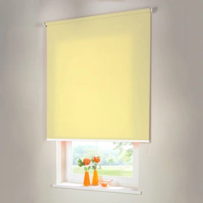 Sichtschutzrollo Mittelzugrollo Springrollo Rollo - Höhe 120 cm hellgelb - Bild 1 von 3