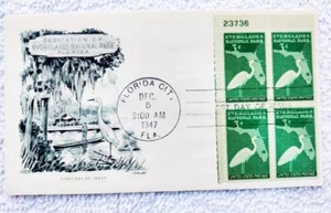 DEDICACIÓN DEL PARQUE NACIONAL EVERGLADES FLORIDA 5/12/1947 ENV CON BLOQUE 23736 EN MUY BUEN ESTADO - Imagen 1 de 5