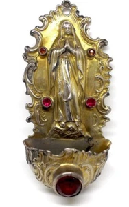 Caldera de agua bendita plata con piedras de colores, Italia siglo XIX - Imagen 1 de 3