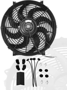 12" Inch Slim Fan Push Pull Electric Radiator Cooling Fans 12V Mount Kit Unversa - Photo 1/10