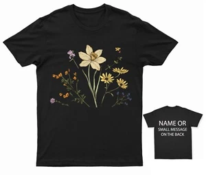 Flower Flowers spring T-Shirt Personalised Gift Customised Name Message - Picture 1 of 14