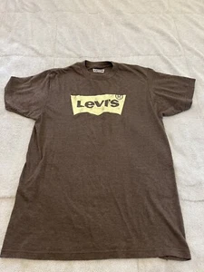 Levi's Men's Batwing Logo Print Brown Short Sleeve T-Shirt Medium - Picture 1 of 7