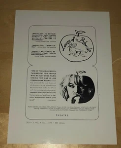 Loves Of A Blonde Film Ad 1965 Milos Forman Movie Hana Brejchova Poster Ad Mat 2 - Picture 1 of 3