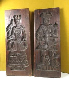 2 Tablero de galletas antiguas Speculaas galletas, pareja arte popular masculino y femenino (B) - Imagen 1 de 7