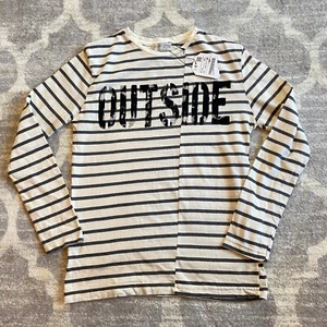 NWT Zara Boys Pullover Shirt Size 11-12 Gray Cream Outside Spell-out Long Sleeve - Picture 1 of 11