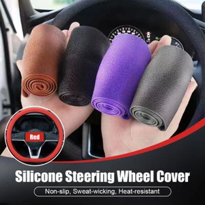 Universal Soft Elastic Silicone Car Steering Wheel Cover Nonslip Cover 14-16Inch - Picture 1 of 32