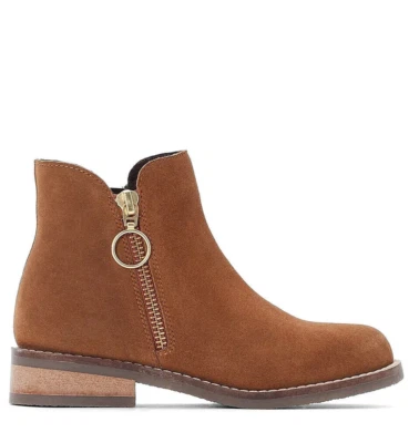 Botines de gamuza para niñas La Redoute Reino Unido 5,5 UE 39 cremallera dorada PVP £42 Foto 1 de 4