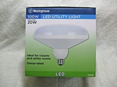 WESTINGHOUSE 100 Watt LED Equivalent Uses 20 Watts UTILITY LIGHT Damp Rated-$AVE - Image 1 of 4