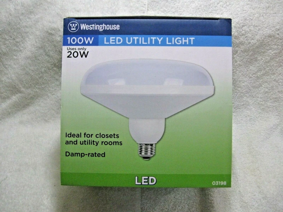WESTINGHOUSE 100 Watt LED Equivalent Uses 20 Watts UTILITY LIGHT Damp Rated-$AVE - Image 1 of 4