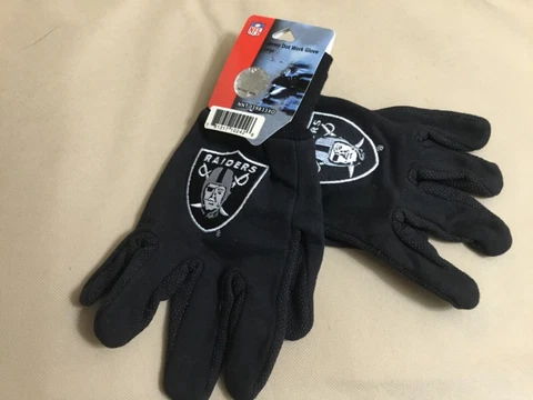Oakland, LA, Las Vegas RAIDERS Authentic NFL Jersey Dot Work Glove NEW  Large Cover