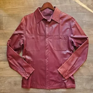 Schiatti Burgundy Wine Red Leather Shirt Jacket | Made in Italy | IT 50 - Picture 1 of 22