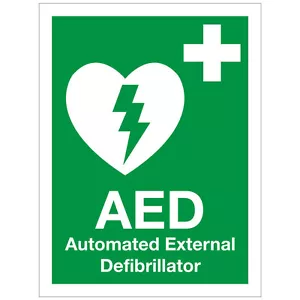 CARTELLO ADESIVO DEFIBRILLATORE DAE - VINILE AUTOADESIVO - 150MM X 200MM - Foto 1 di 1
