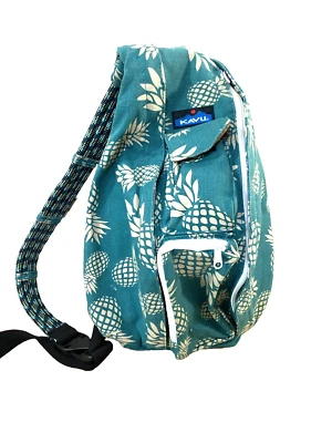 KAVU Original Rope Crossbody Functional Teal Sling Bag Desired Pineapple Pattern - Image 1 of 4