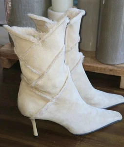 Stuart Weitzman Wildleder Fell gefütterte Stiefel mit Absatz - 9,5 M - Bild 1 von 12