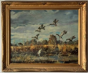 HENRY GOODE ANTIQUE MODERN ABSTRACT BIRD LANDSCAPE OIL PAINTING OLD VINTAGE 1940 - Picture 1 of 21