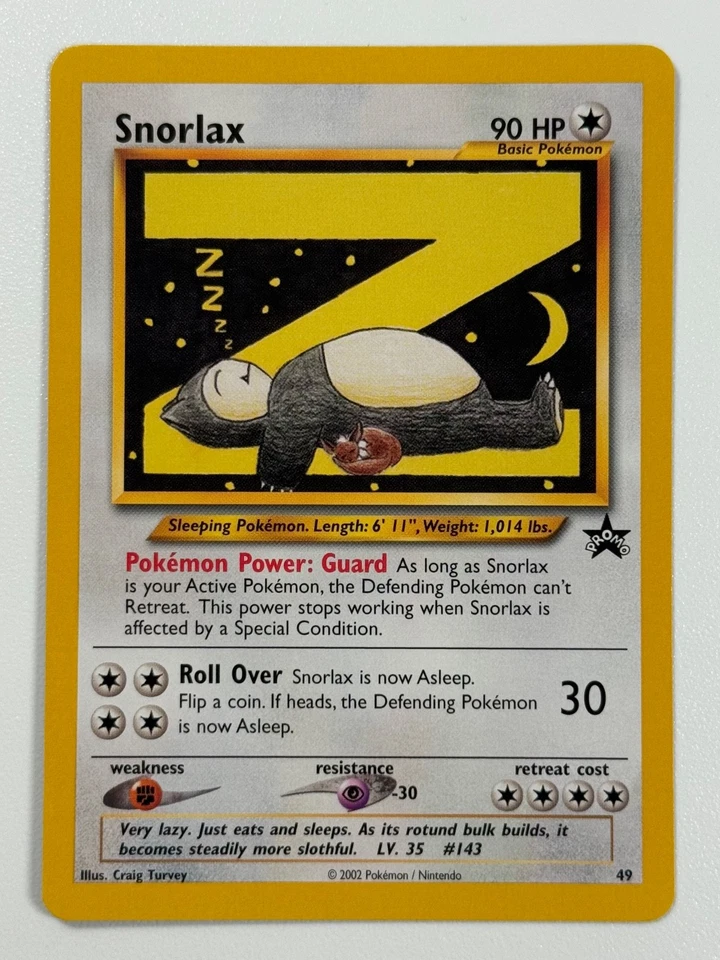 Pokémon Cards Snorlax 49 Black Star Promo WOTC League Promo - Image 1 of 4
