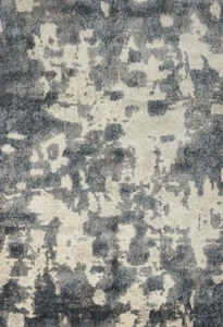 Modern Plush Artistic Shaggy Rug 8x10 in Blue/ Gray & Cream Shades Turkish Rug - Picture 1 of 12