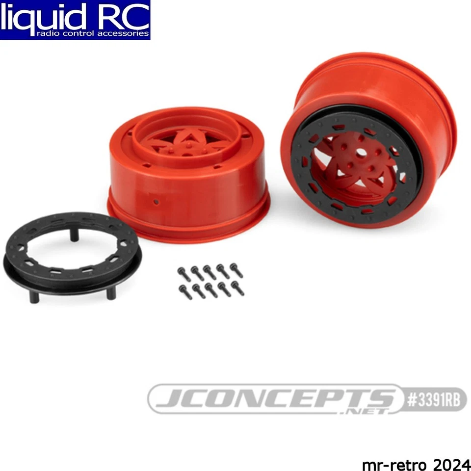JConcepts 3391RB Tremor Slash Rear Slash 4x4 F & R Wheel - Red Wheel / Black - Image 1 of 1