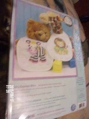 Dimensions Baby Hugs Baby Express Bibs Stamped Cross Stitch Kit Free-LION/ZEBRA - Image 1 of 2