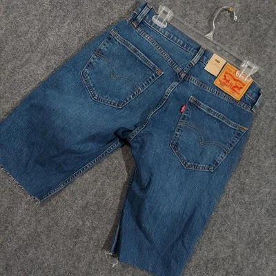 Levis 505 Shorts Mens 30 Blue Denim Cut Off Raw Hem Casual Medium Wash 2024 - Image 1 of 4
