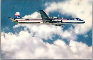 Vintage TRANS AMERICAN AIRLINES TAA Aviation Postcard "4-Engine Douglas DC-6B" - Picture 1 of 2