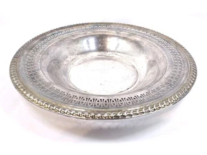 Cuenco de plata vintage Yumd National EE. UU. 1980 borde reticulado 12"x2" - Imagen 1 de 11