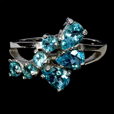 Anillo de plata de ley 925 pera apatita 6x4 mm piedras preciosas naturales joyería tamaño 8 Foto 1 de 4