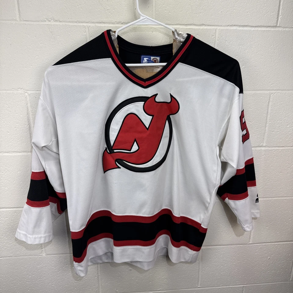Vintage Starter NHL New Jersey Devils Jersey Doug Gilmour White Sewn XL #93 - Image 1 of 4