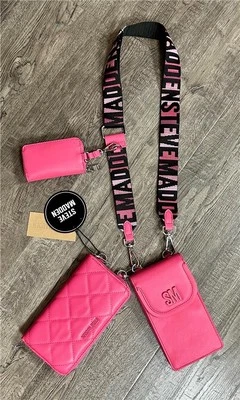 Bolso Bandolera STEVE MADDEN Rosa Flash BEMMET Cartera Muñequera Trío Nuevo con Etiquetas Foto 1 de 4