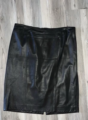 Falda lápiz de cuero marrón oscuro Talbots para mujer talla 10 suave forrada flexible usada en excelente estado Foto 1 de 4