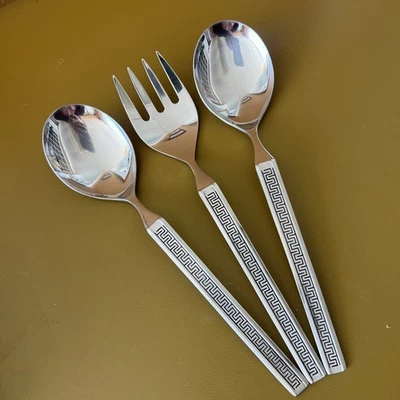 Serving Fork and Spoons EROS Noritake 18/8 Stainless Steel Flatware Japan MCM - Image 1 of 3